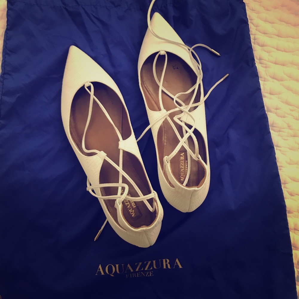 Aquazzura Christy lace-up pointed flats